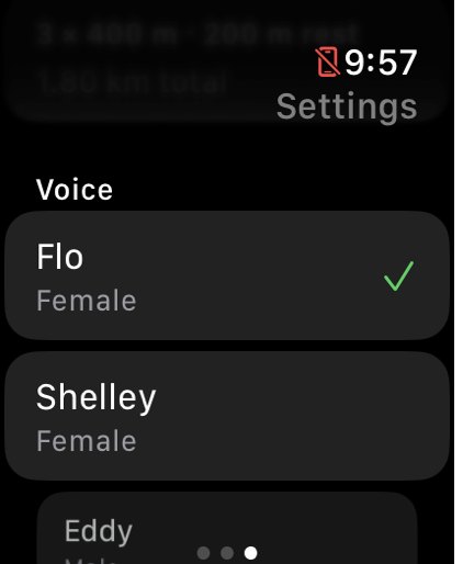 Choosing a coach voice on the watch